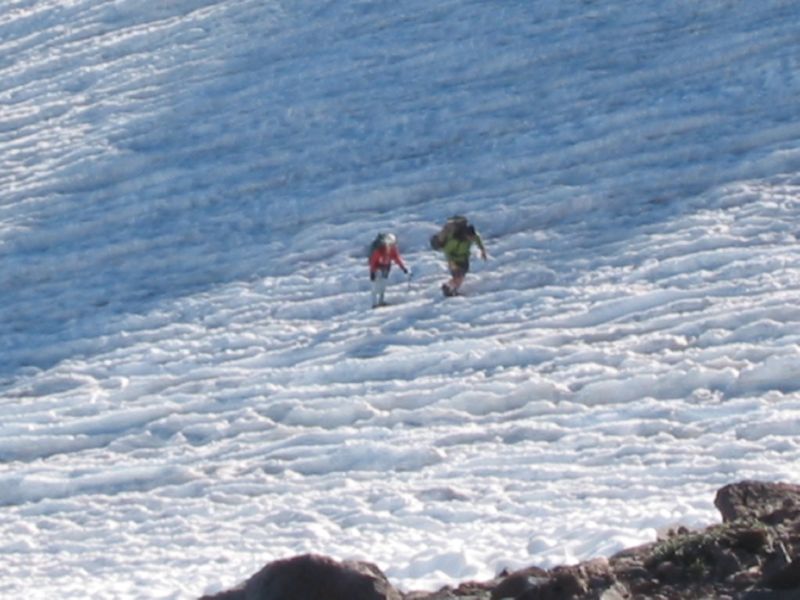 Shasta 08 - J + M with crampons on snow in A. Gulch